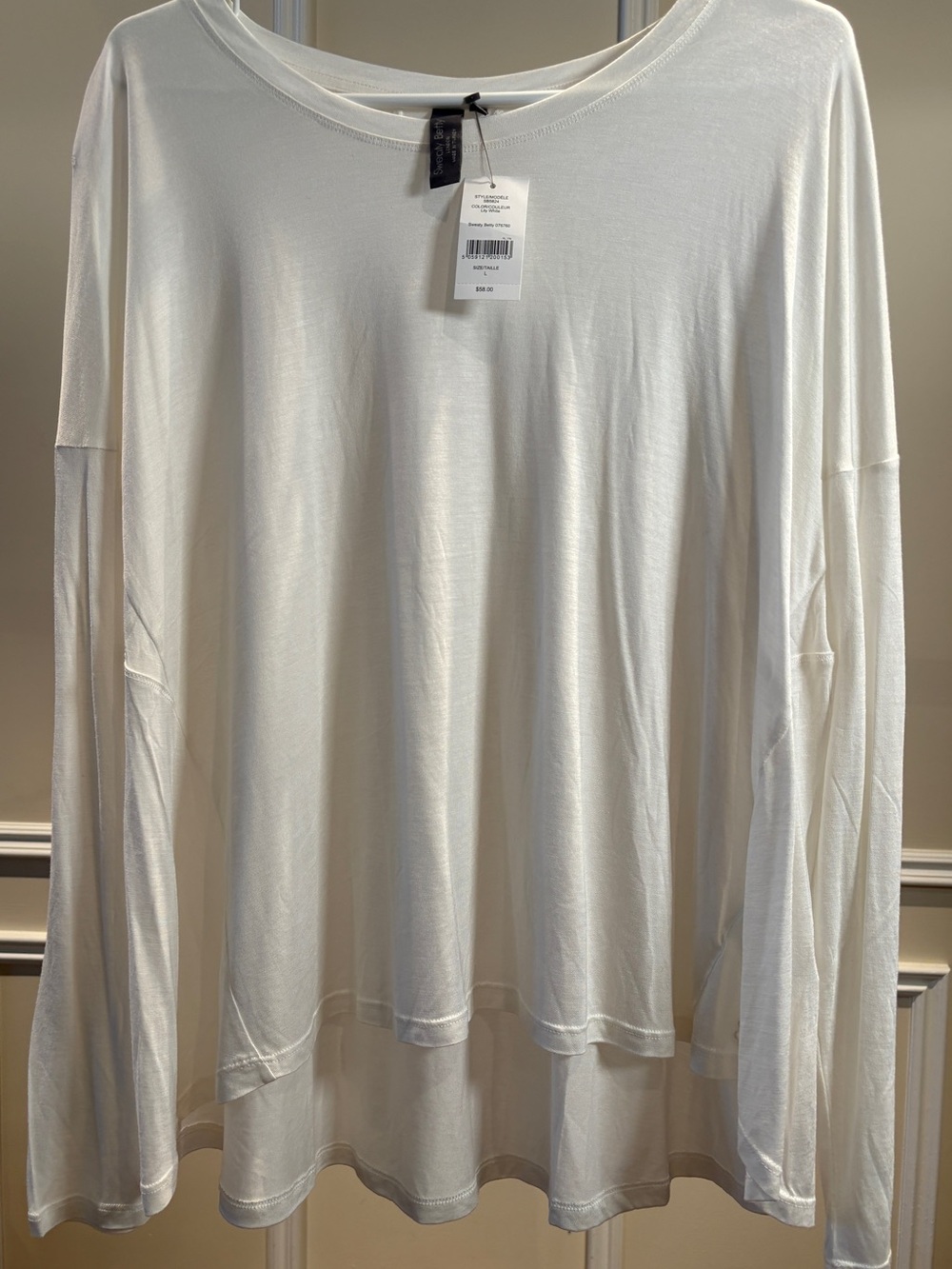 White Sweaty Betty Easy Peazy Flared Tunic with Draped Layered Hem
